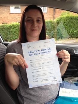Passed on 14th August 2014 at Colwick Driving Test Centre with the help of her driving instructor Cat Sambell....