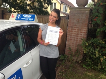 Passed on 20th August 2013 at Colwick Driving Test Centre with the help of her Driving Instructor Joanne Haines....