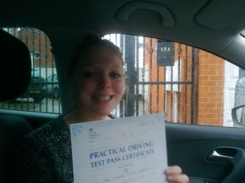 Passed on 23rd December 2013 at Beeston Driving Test Centre with the help of her Driving Instructor Alex Sleigh....